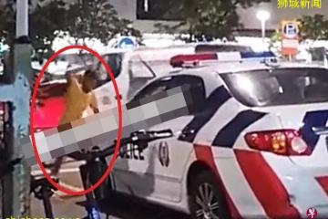 太岁头上动土！醉男在警局外闹事，还公然砸警车
