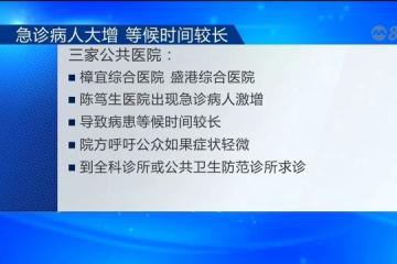三家公共医院急诊求诊量激增 院方吁轻症者转往诊所