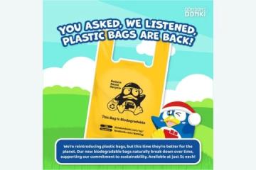 本地日本连锁超市Don Don Donki  恢复提供付费塑料袋 