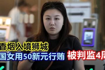 藏香烟入境狮城 中国女用50新元行贿 被判监4周